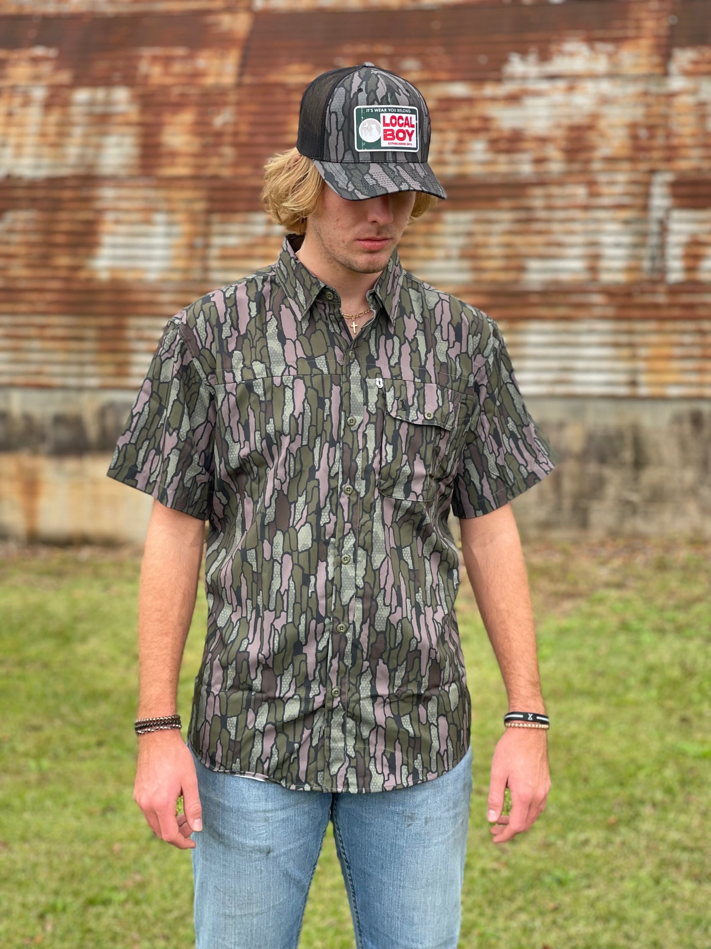 Local Boy Seadation Angler Fishing Shirt- Localflage Timber