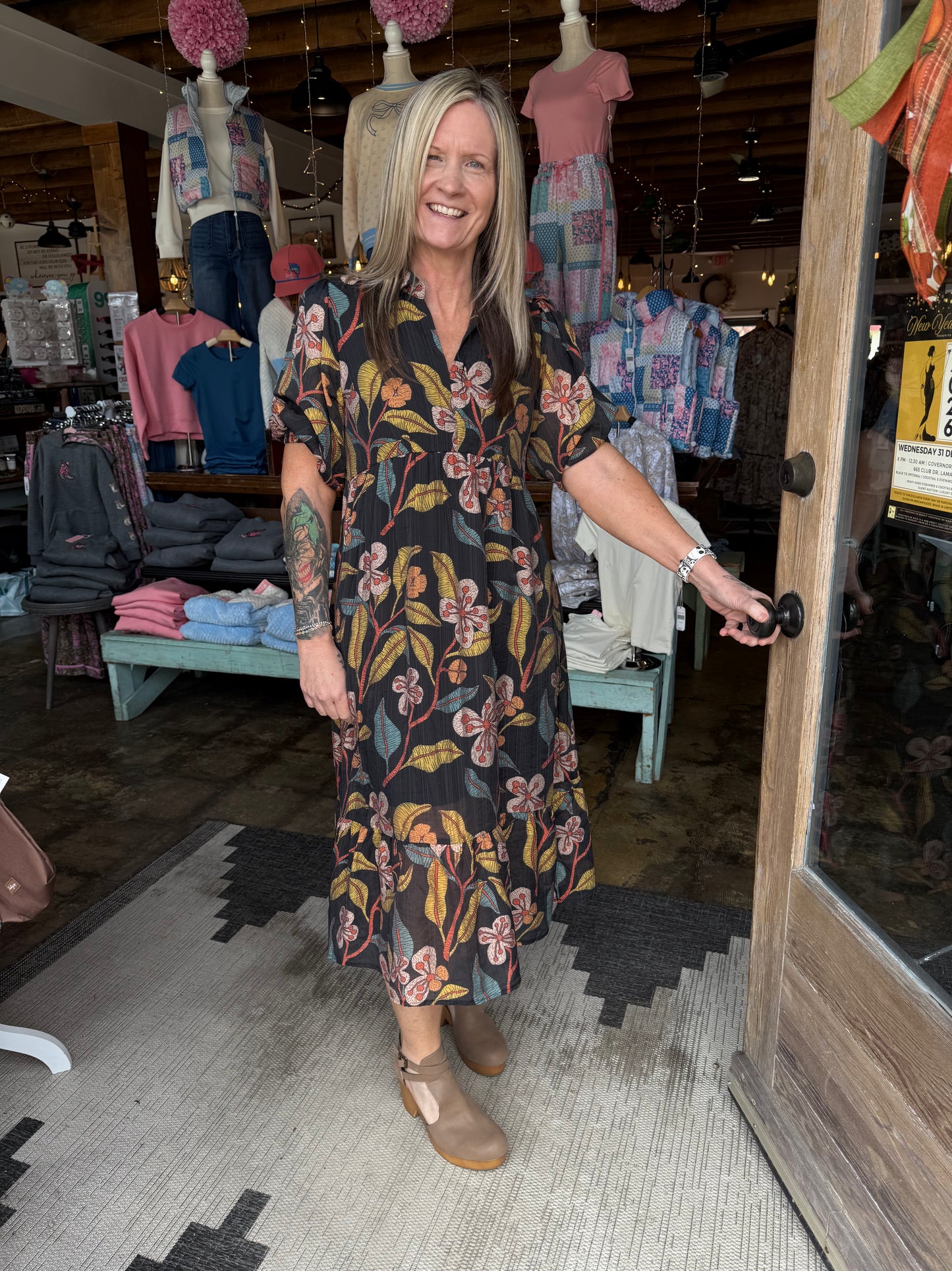 Black Floral Mix Maxi Dress