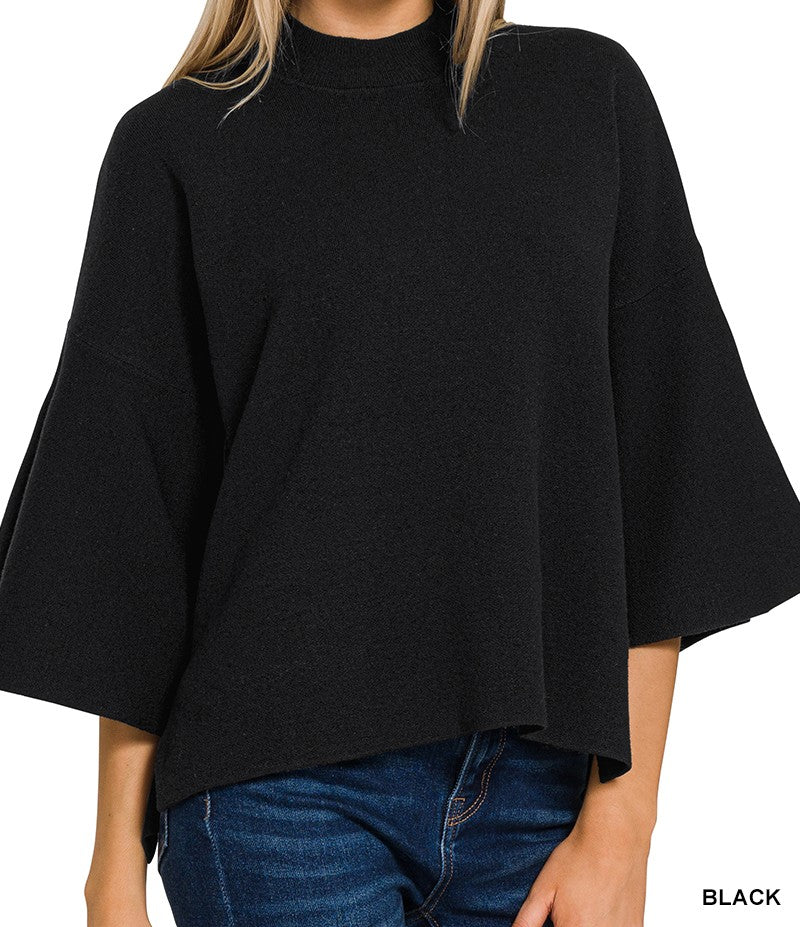 Bell Sleeve Sweater- Black