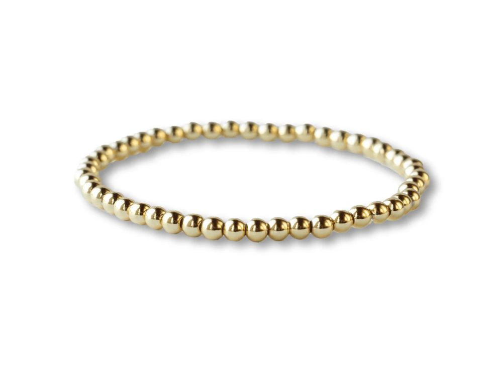 Gilded Gold Beaded Stretch Bracelet - 4mm, Smooth - Mercantile213