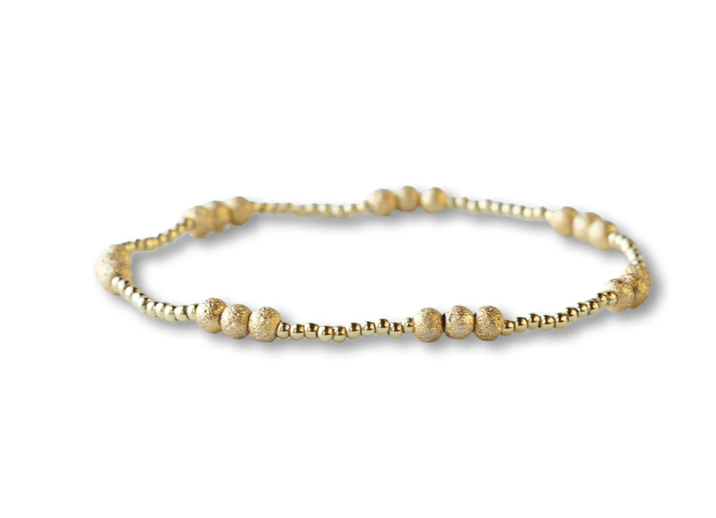 Gilded Gold Beaded Stretch Bracelet - Trio, Textured - Mercantile213