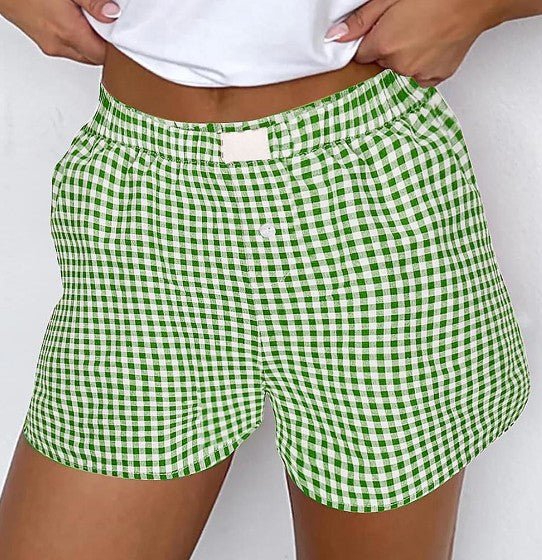 Green Plaid Gingham Shorts - Mercantile213