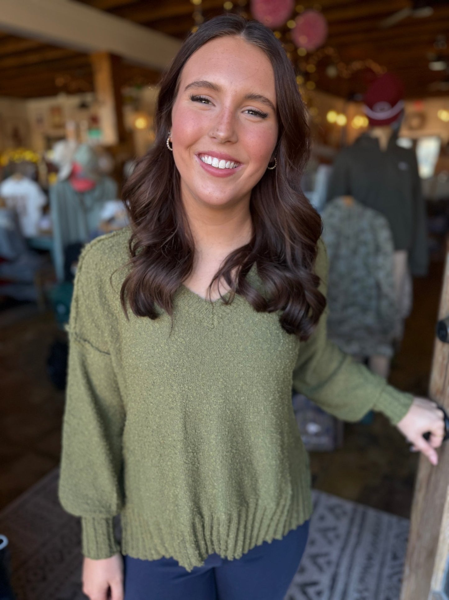 Long Sleeve Sweater - Olive - Mercantile213