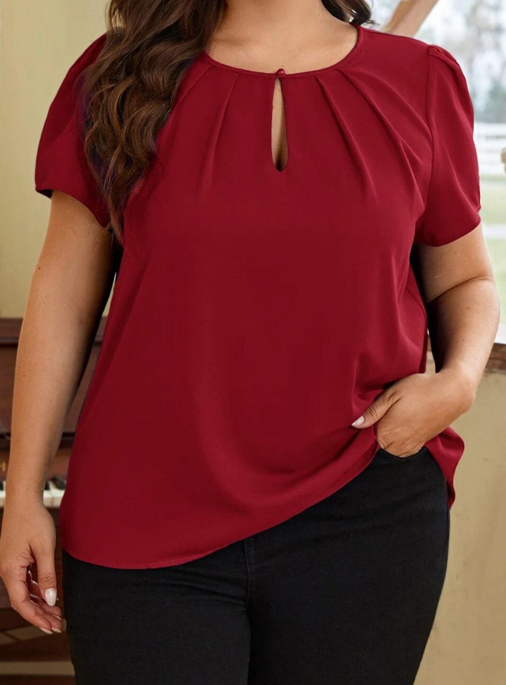 Keyhole neck top on sale