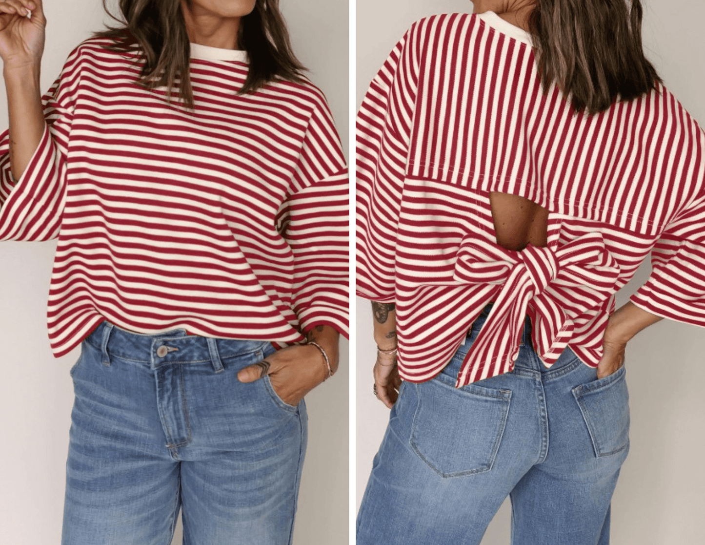 Red Stripe Tie Back Top - Mercantile213