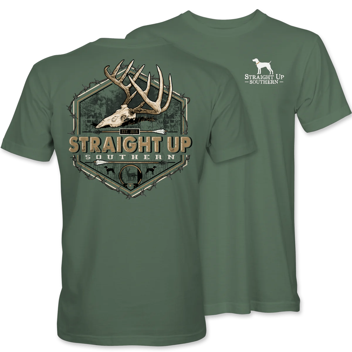 Straight Up Southern Buck Skull - Military Green - Mercantile213