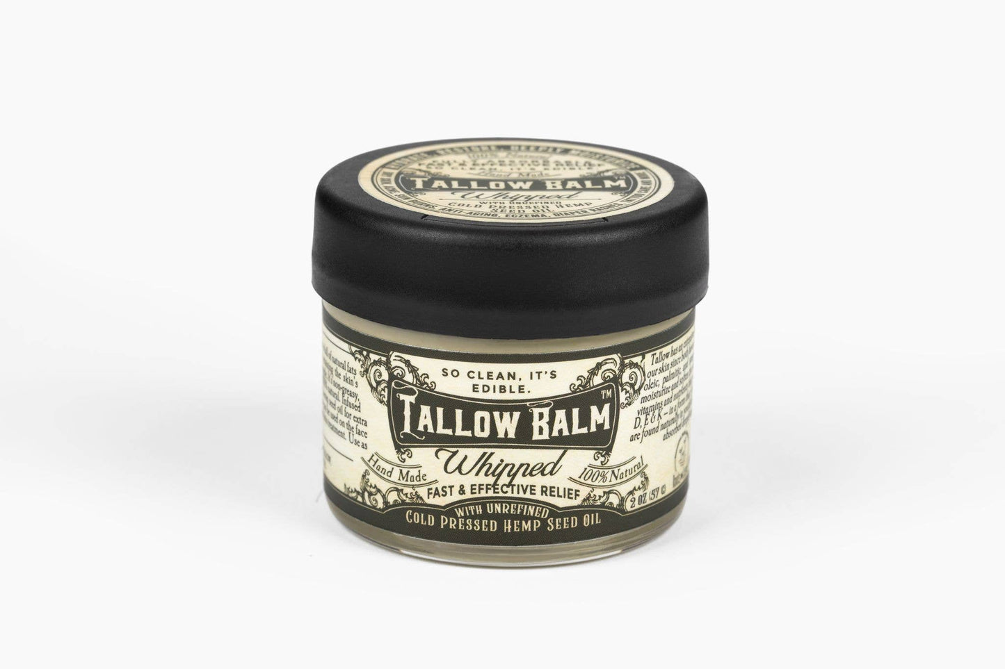 Tallow Balm - Whipped w/Hemp Seed Oil - 2 oz Glass Container - Mercantile213