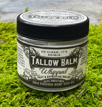 Tallow Balm - Whipped w/Hemp Seed Oil - 2 oz Glass Container - Mercantile213