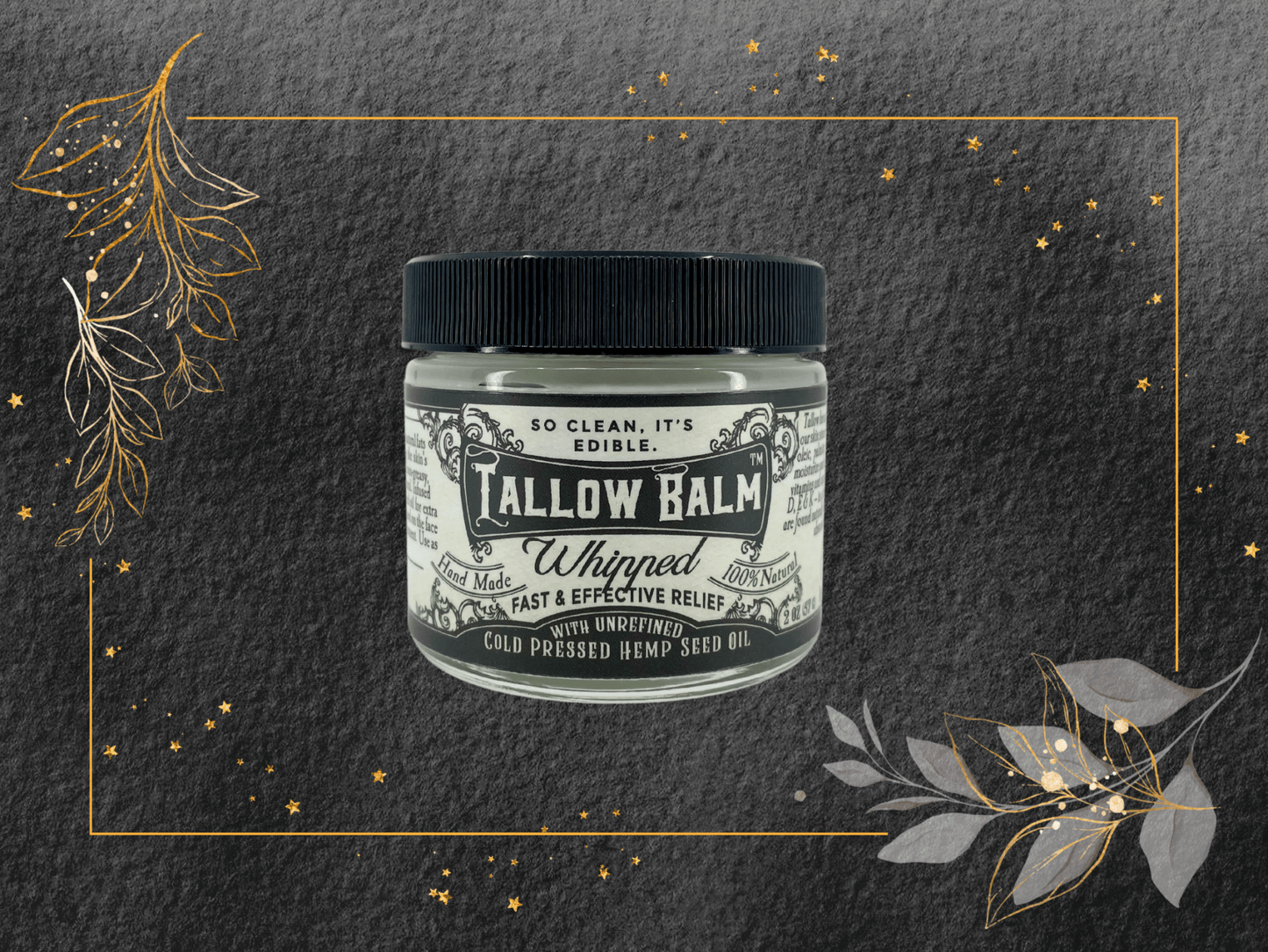 Tallow Balm - Whipped w/Hemp Seed Oil - 2 oz Glass Container - Mercantile213