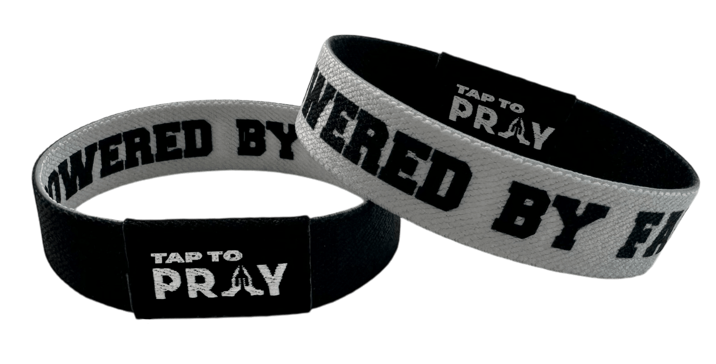 Tap To Pray Wristbands - Tap W/Phone For Daily Verse/Prayer: Jesus is Lord / Powered by Faith - Mercantile213