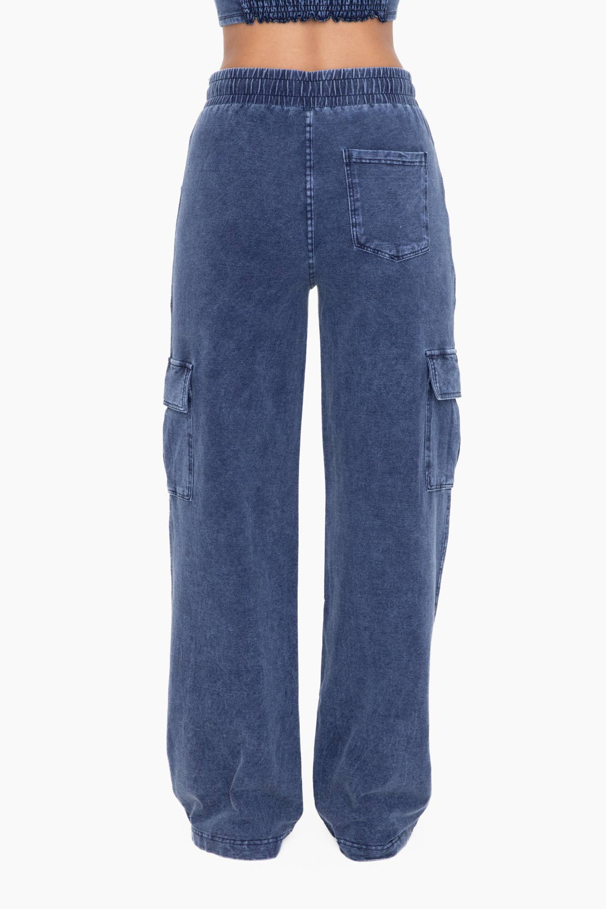 Wide Leg Cotton Denim Cargo Pants - Mercantile213