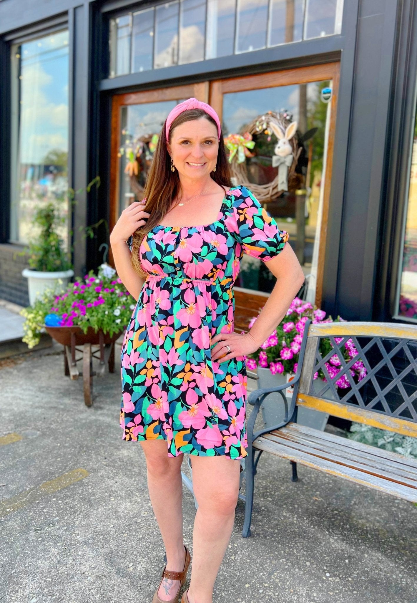 Black Floral Babydoll Dress - Mercantile213