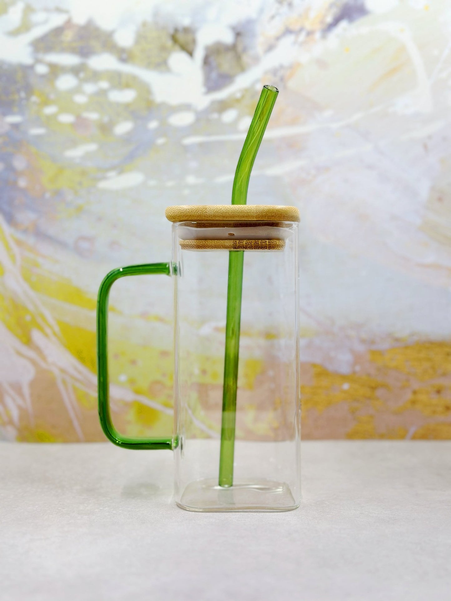 Green Handle Glass Cup - Mercantile213