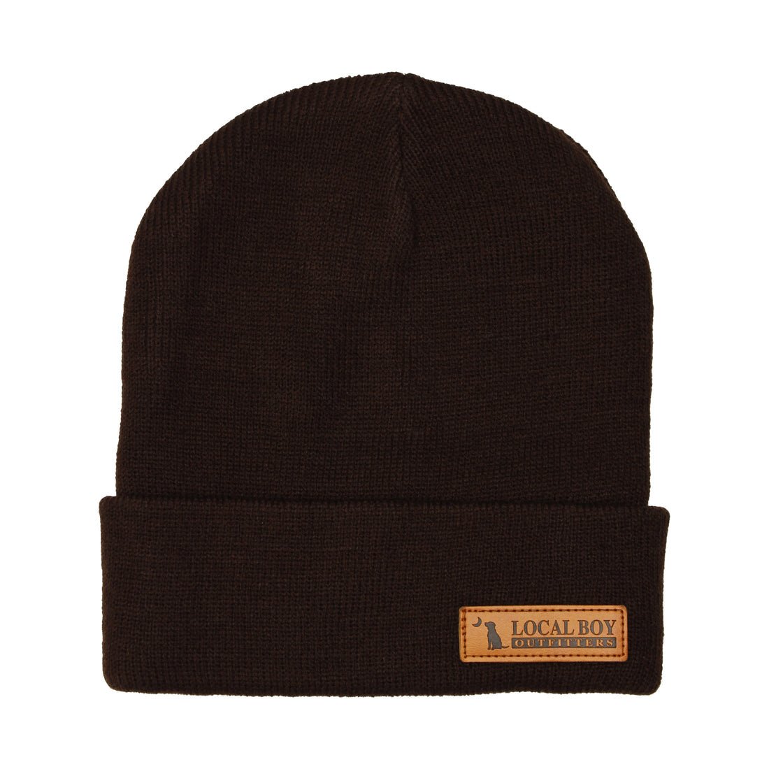 Leather Patch Beanie - BRWN - Mercantile213