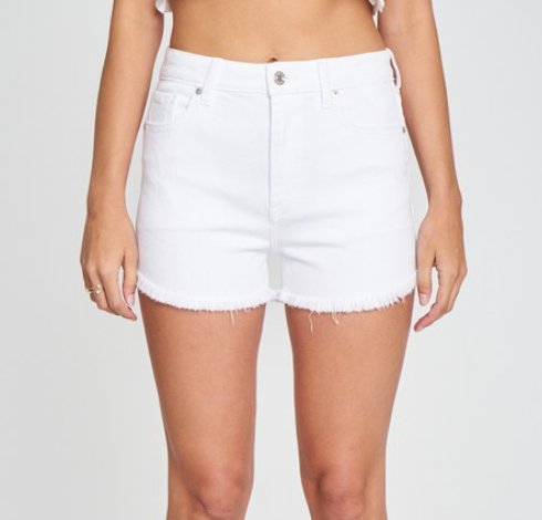 LuLu White High Rise Cut Off Shorts - Mercantile213