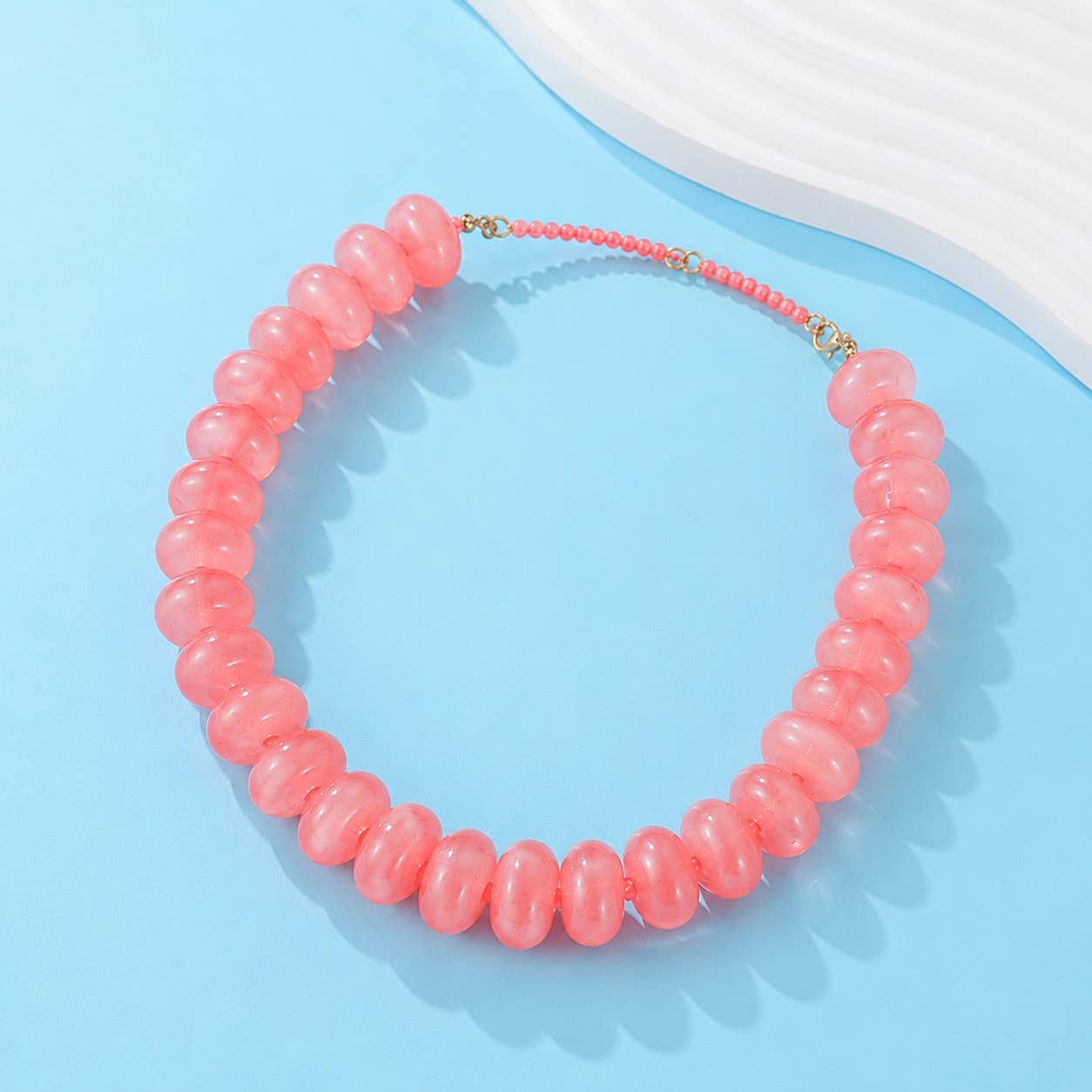 Chunky Beaded Necklace- Olive