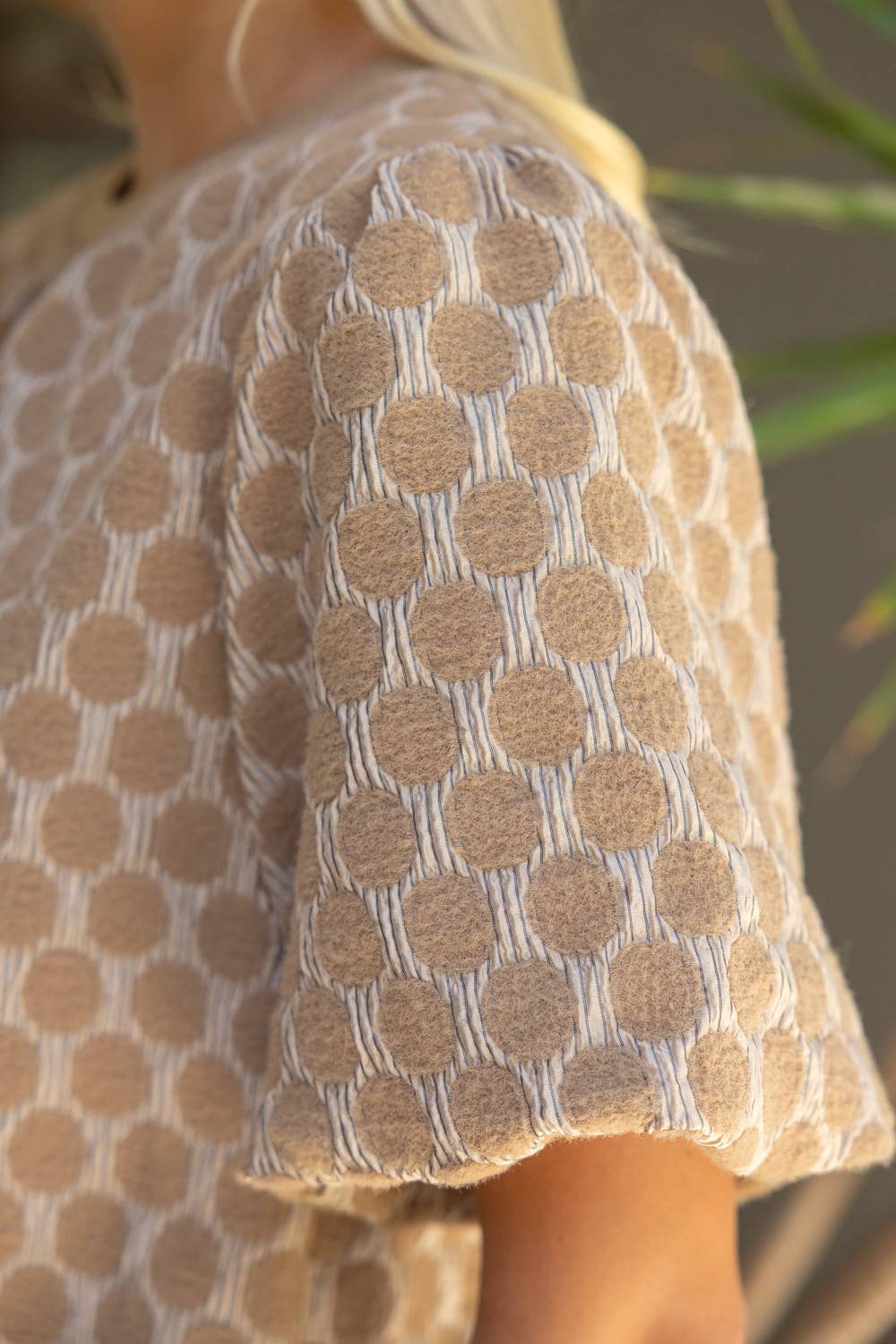 Mocha Banded Bubble Sleeve Top