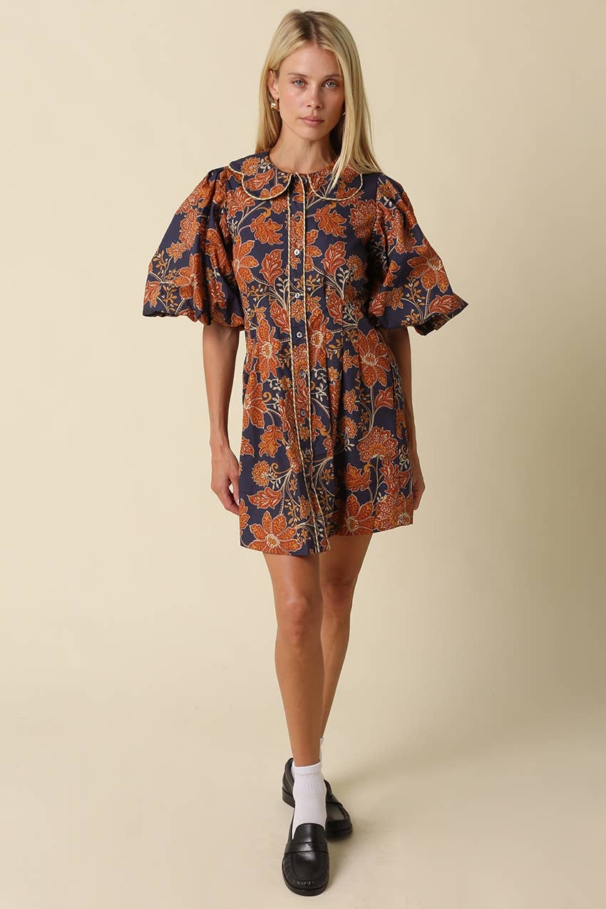 Floral Puff Sleeve Mini Dress