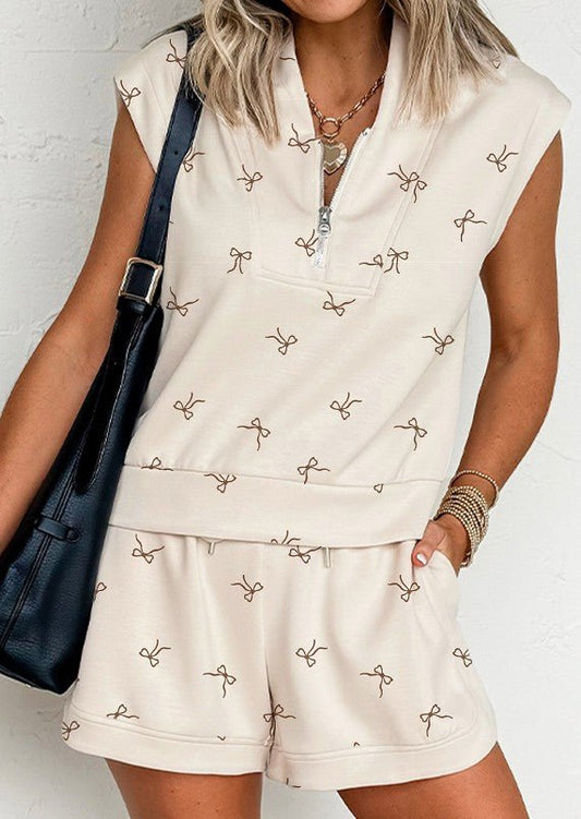 2 PC Brown Bow Shorts Set - Mercantile213