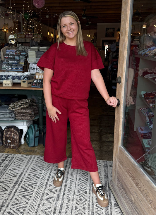 2 Pc SS Outfit - Burgundy - Mercantile213