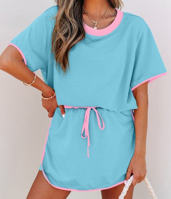 2 PC Turquoise Colorblock Skort Set - Mercantile213