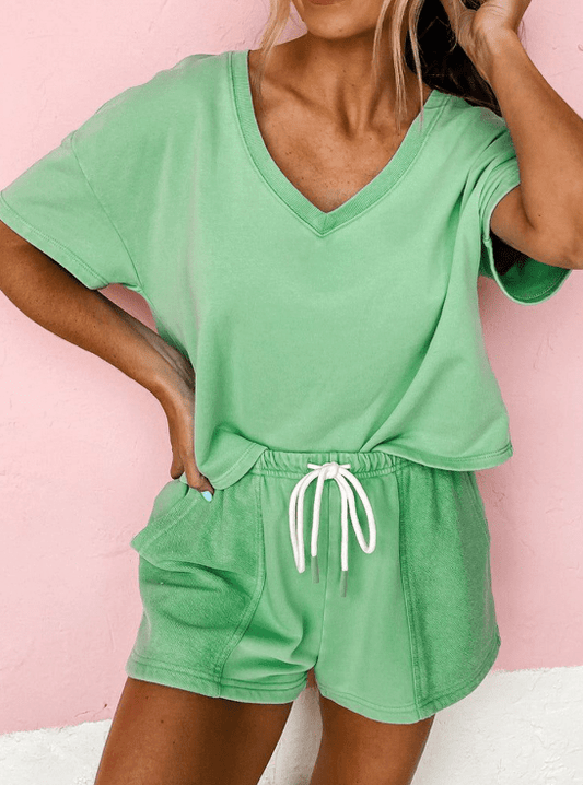 2 PC VNeck Shorts Set - Mercantile213