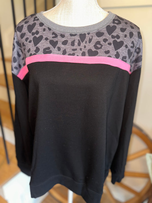 Black Leopard ColorBlock Sweatshirt