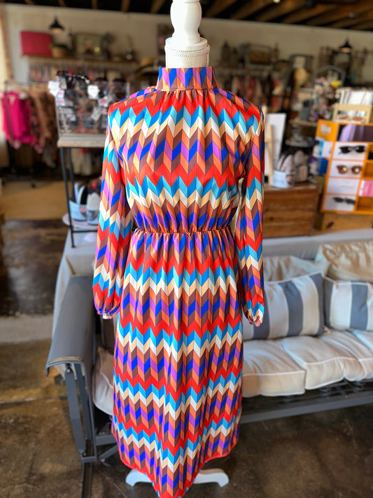 Colorful Geo Long Dress- NO Belt