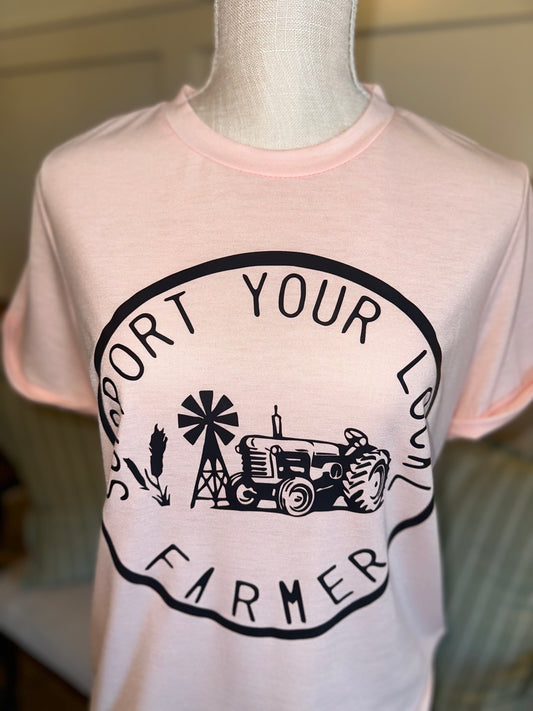 Support Local Farmer Tee- Blush Pink