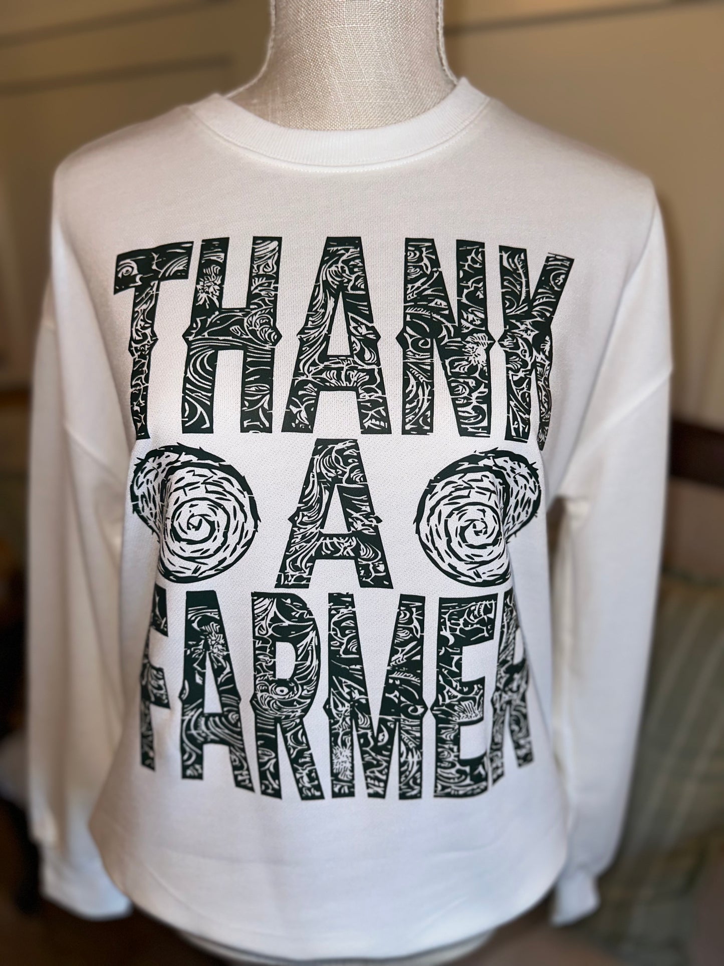 Thank a Farmer Sweatshirt- White