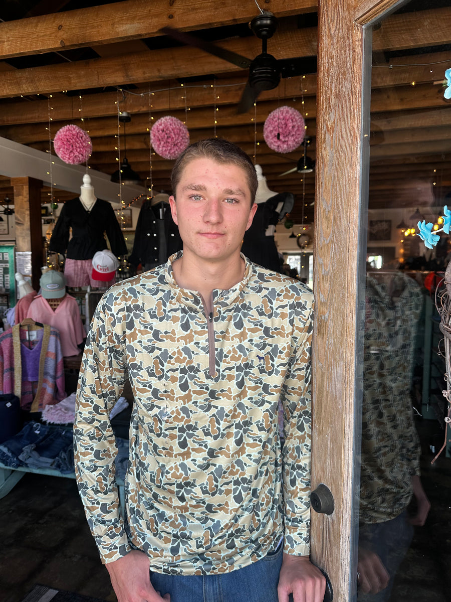 Simply Southern Quarter Zip Pullover- Camo