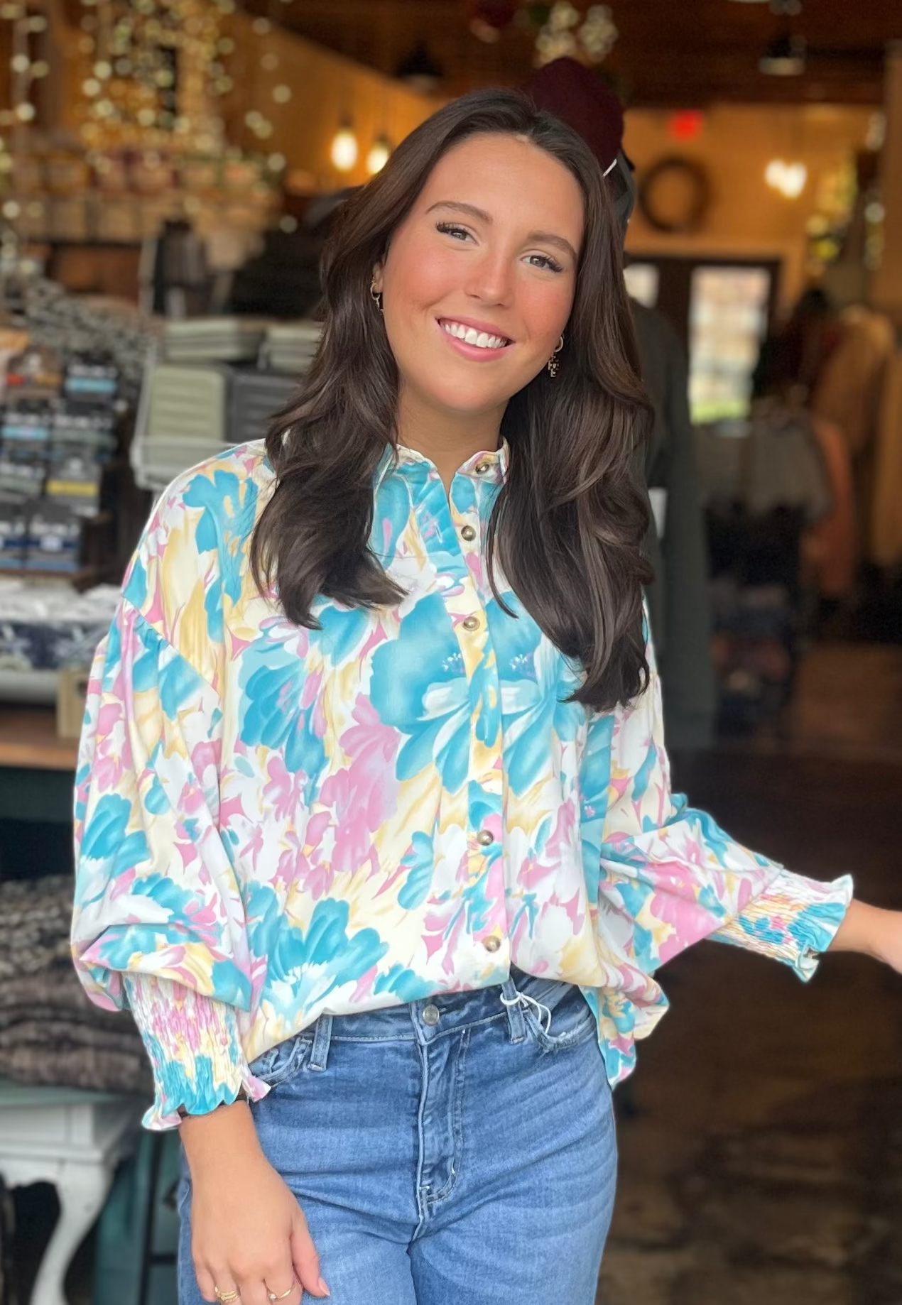 Yellow/Lavender Floral Blouse
