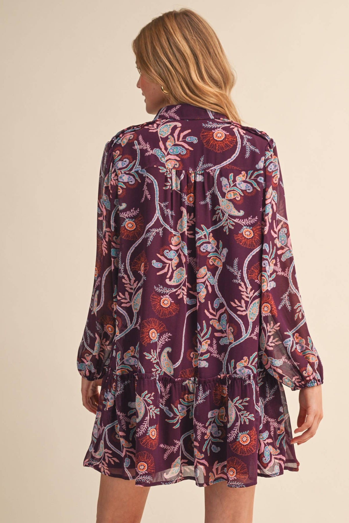 Plum Paisley Print Dress