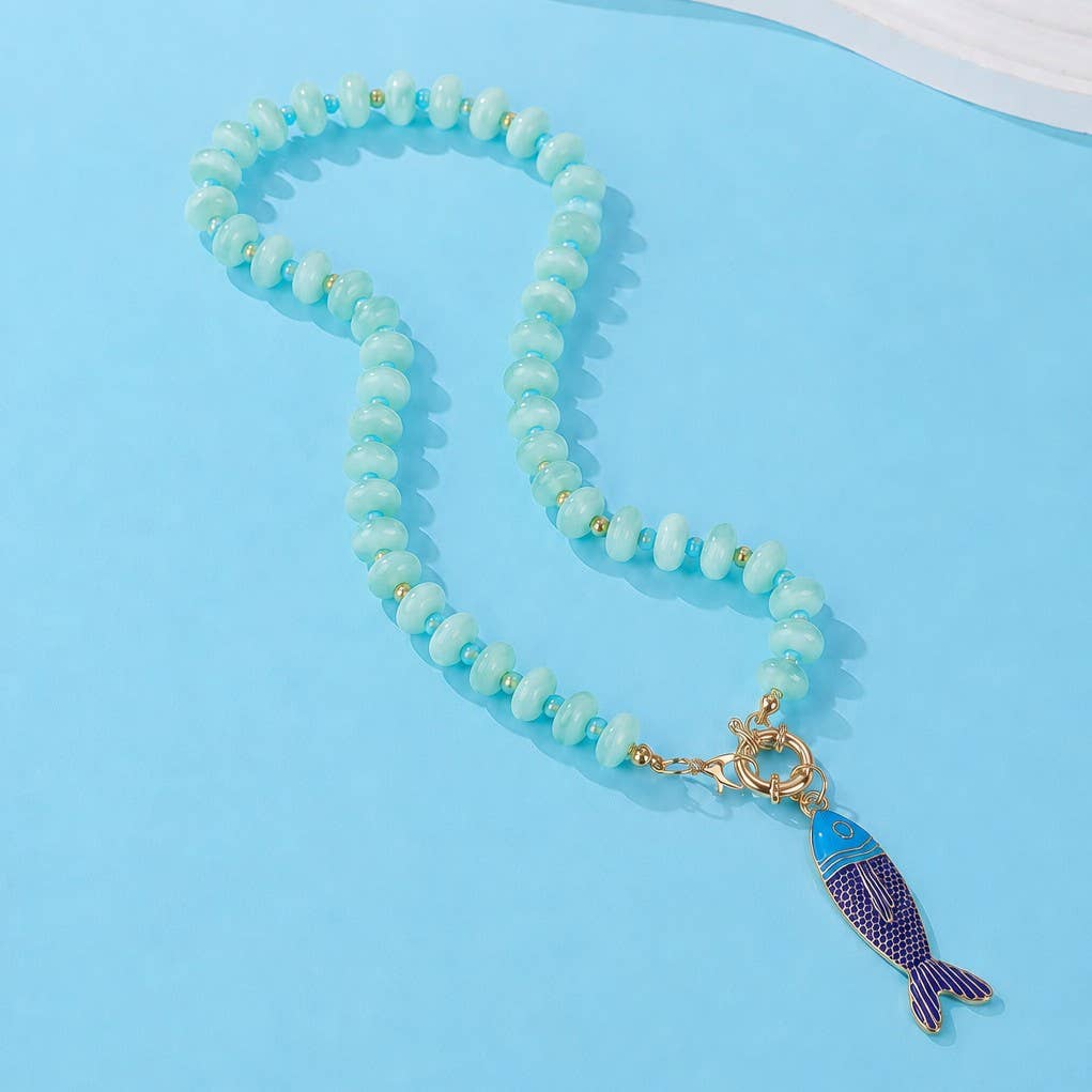 Free Fish Beaded Necklace- Orange