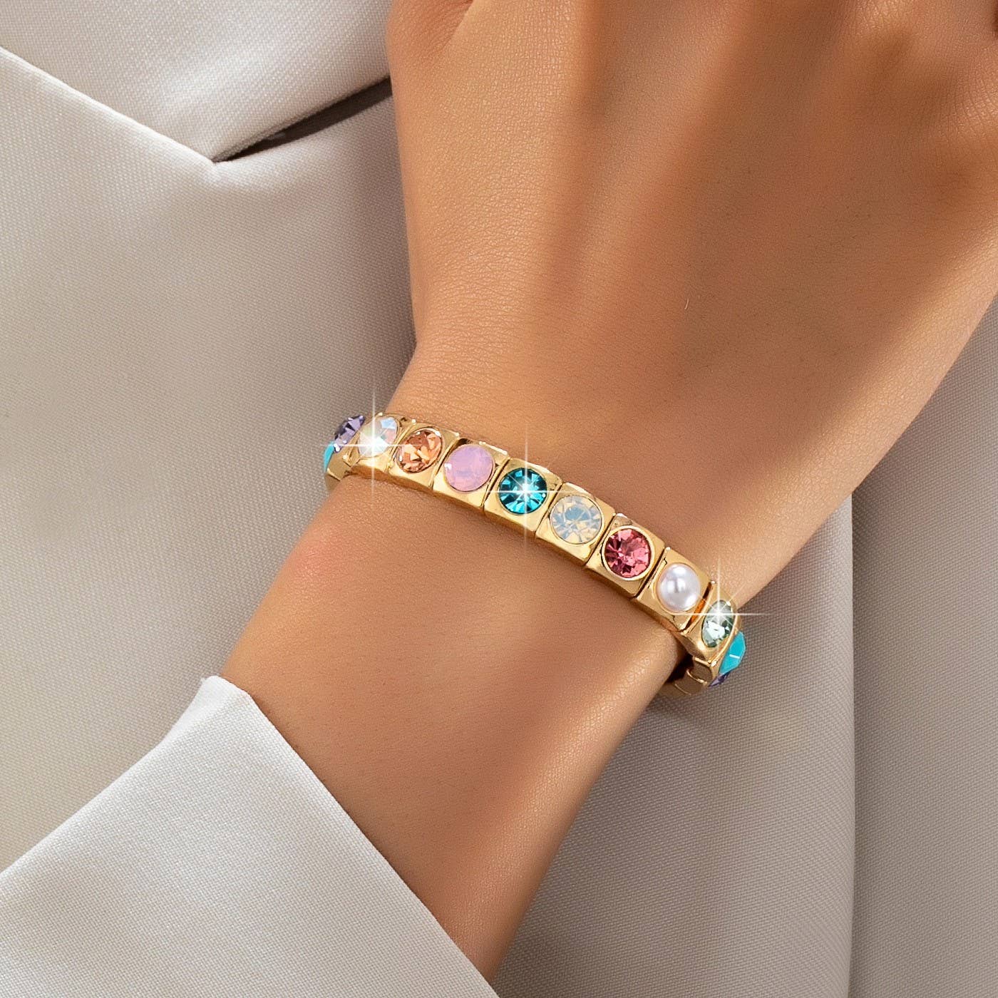 Colorful Gemstones Stretch Bracelet