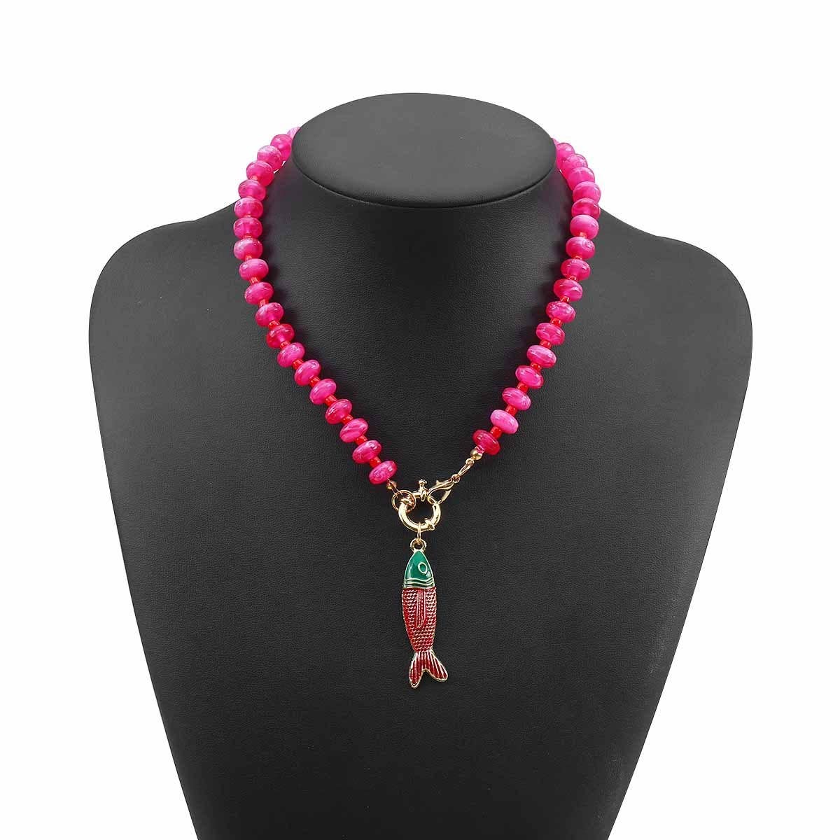 Free Fish Beaded Necklace- Orange