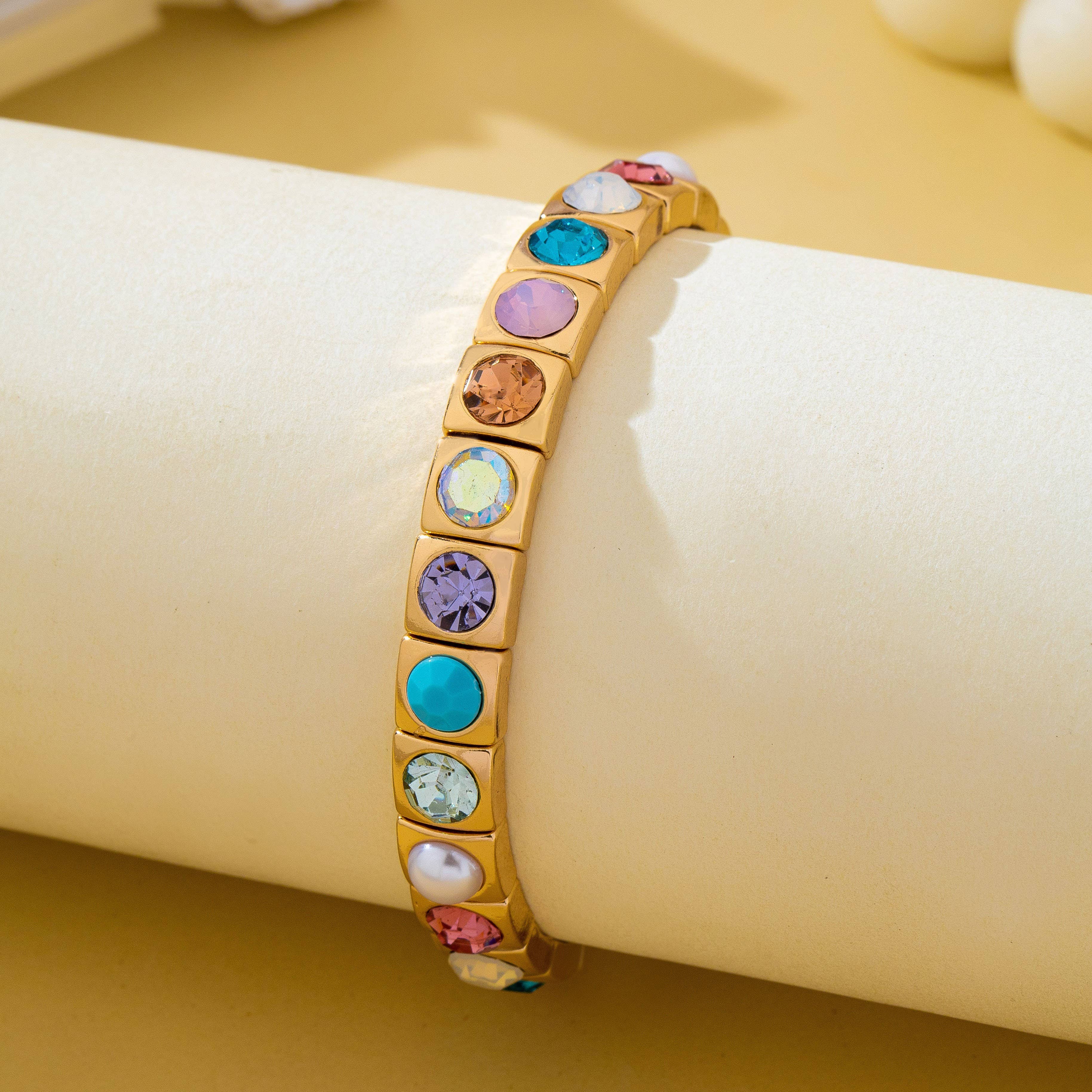 Colorful Gemstones Stretch Bracelet