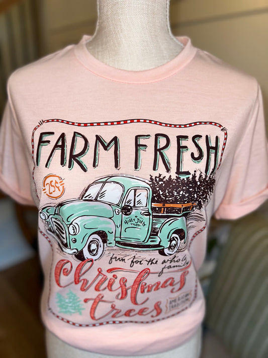 Christmas Trees Truck- Blush Pink