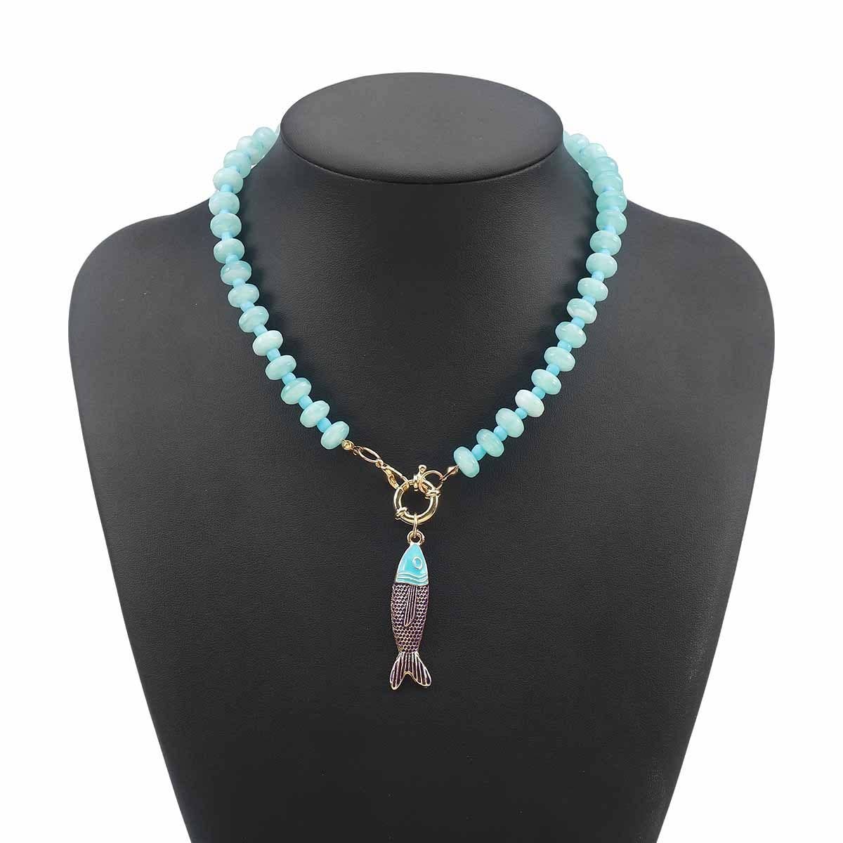 Free Fish Beaded Necklace- Orange