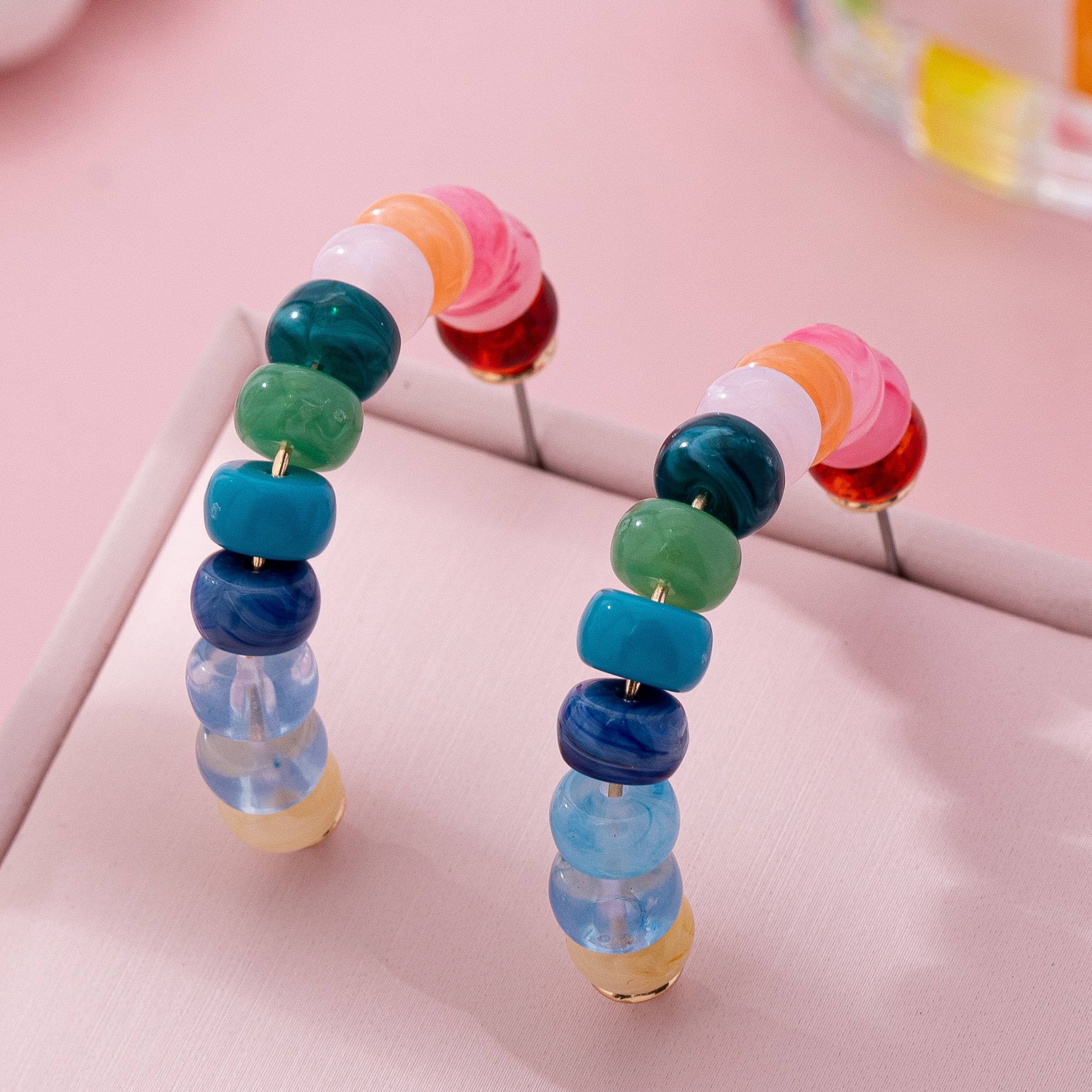 Colorful Beaded Hoop Earrings