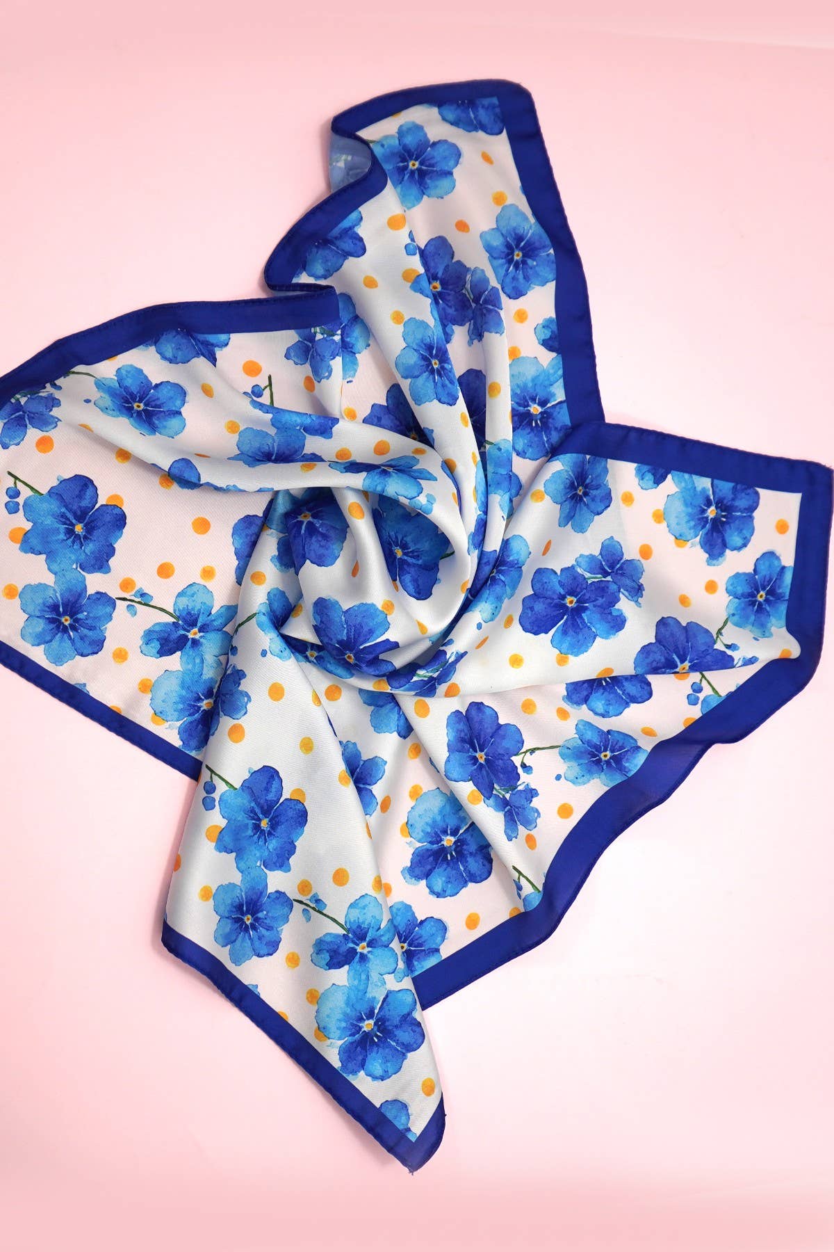 Silk Bandana Scarf- Blue Floral
