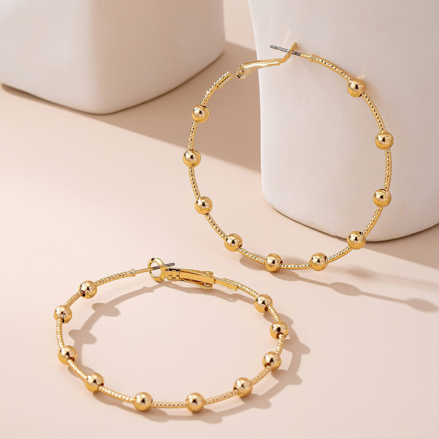 Gold Beaded Hoops