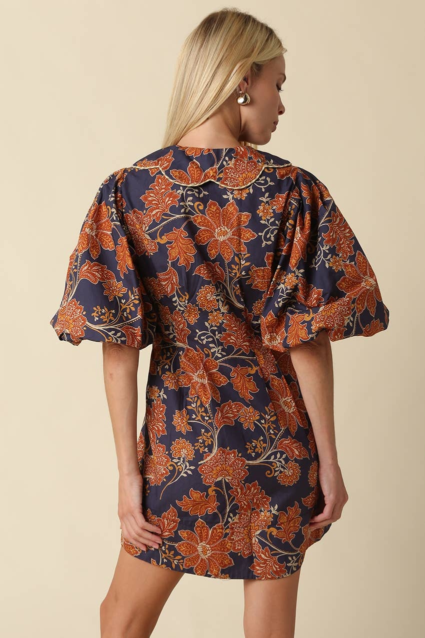 Floral Puff Sleeve Mini Dress