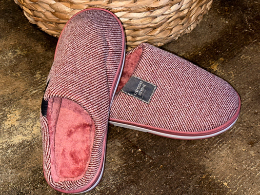Mineral Red Twill Slide On Slippers