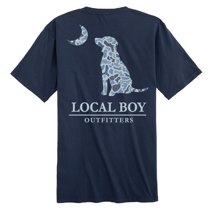 Local Boy Toddler Tee- Distressed LCF Cobalt Dog & Moon- CNB