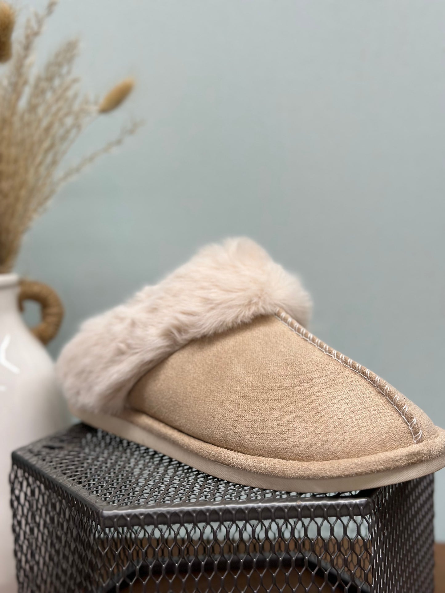 Khaki Plush Slippers