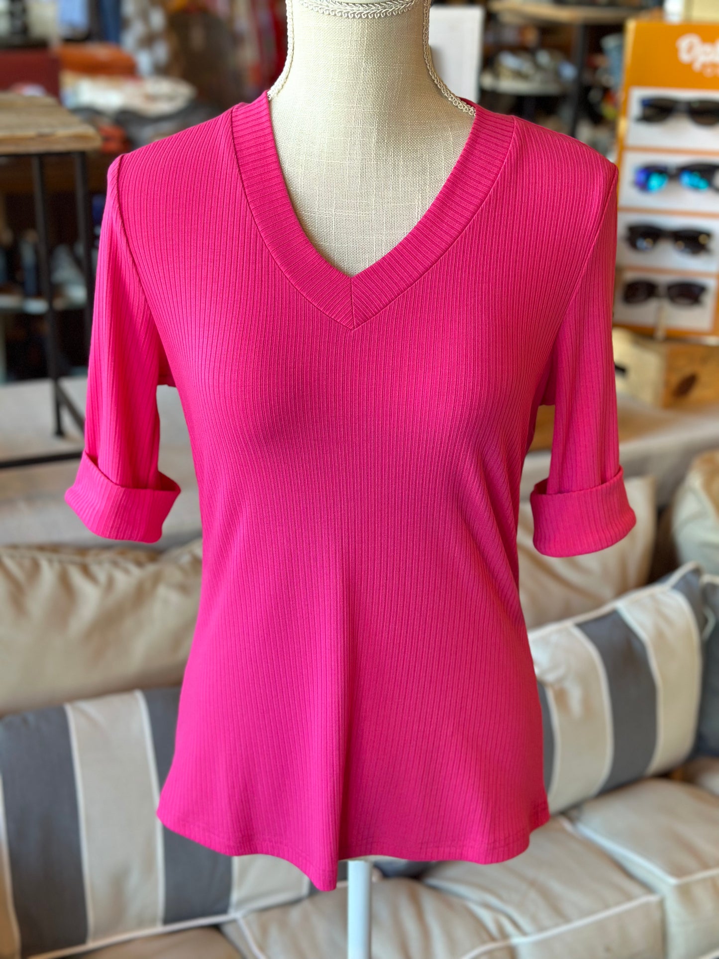 Rose Ribbed Top