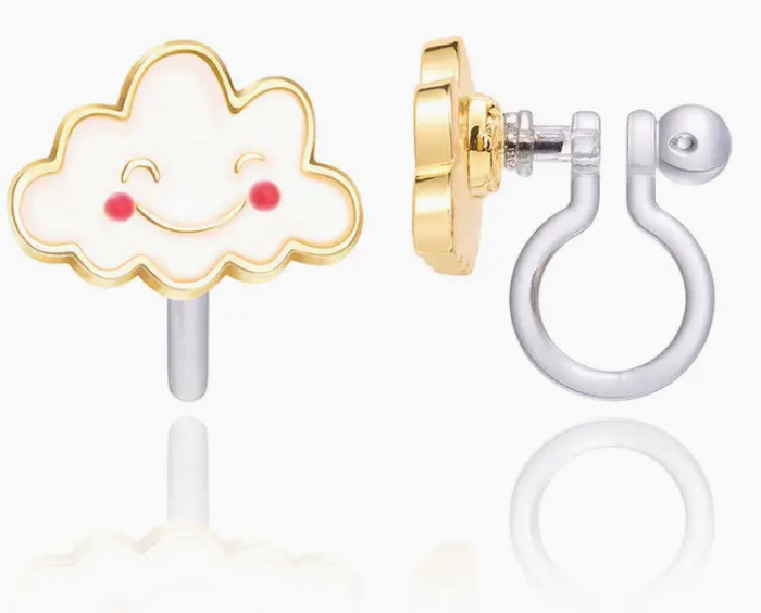 Girl Nation Clip-On Earrings- Happy Clouds