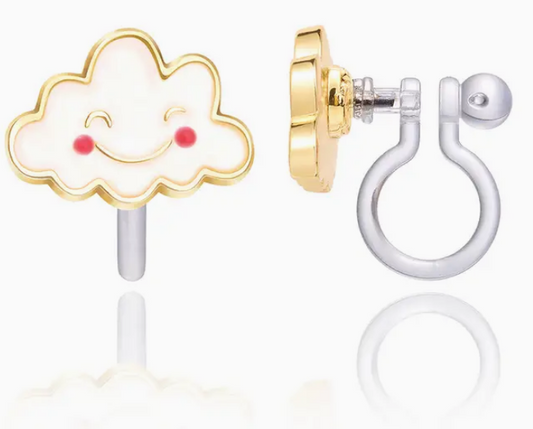 Girl Nation Clip-On Earrings- Happy Clouds