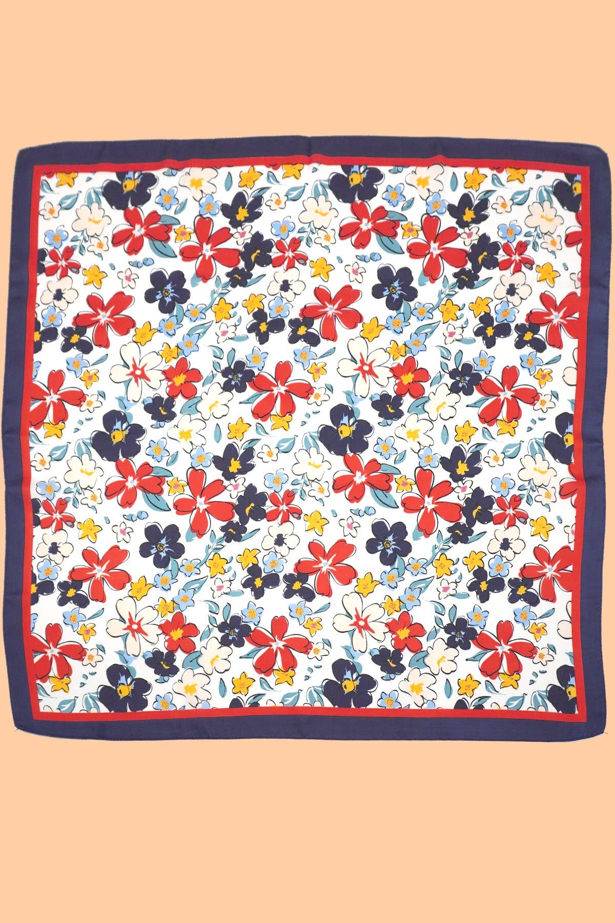 Silk Bandana Scarf- Navy Floral
